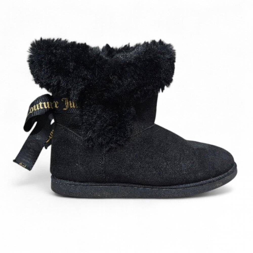 Juicy Couture King 2 Faux Suede Cozy Warn Slip On Black Winter Ankle Boots